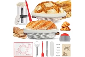 KITCANIS Cesta para levar pan, cesta de fermentación, kit de inicio para pan de masa madre, banneton, regalos para hornear para panaderos, mujeres, esposas, mamás y amigas