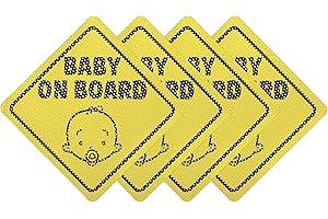 YOUKLY 4Pcs Baby on Board Sign for Car, 5"x5" Baby on Board Sticker, See Through Safety Warning Baby on Board Car Window Sticker (Yellow) (Style 2)