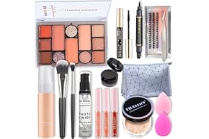 TRENDYFAVE All in One Makeup Kit, Full Makeup Set for Beginners or Pros, Naked Eyeshadow Palette Nude Face Primer Matte Foundation Winged Eyeliner Stamp Mascara Lip Gloss - Make up Gift Set Travel