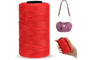 LEREATI Cordino per Borse Uncinetto Piatto Filo Macrame 1mm x 230m Macrame Corda Colorata Cordoncino per Borse a Uncinetto, Arazzo da Parete, Acchiappasogni, Fai da Te (Rosso)