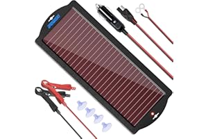 POWOXI Solar Car Battery Trickle Charger, 12V 1.8W Solar Battery Charger Car, Waterproof Portable Amorphous Solar Panel For Automotive, Motorcycle, Boat, Atv,Marine, RV, Trailer, Powersports, Snowmobile, etc