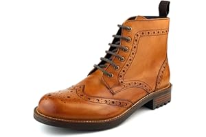 Frank James Hackney Quality Cleated Real Leather Lace Up Brogue Mens Boots