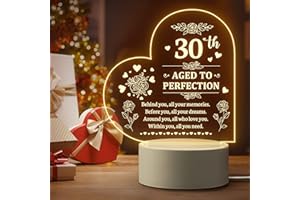PANDASCH 30th Birthday Gifts for Women, Unique Engraved Night Light, Best 30th Birthday Gifts for Friends Wife Sister Daughter, Personalised Night Lamp 30th Birthday Gifts for Her, Happy 30th Birthday