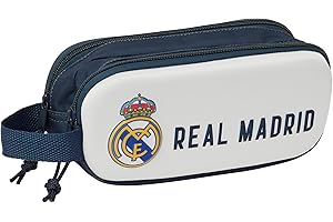 Safta Real Madrid 3D - Podwójny piórnik 3D, piórnik dziecięcy, piórnik dla dzieci, idealny dla dzieci w wieku szkolnym, wygodny i wszechstronny, jakość i wytrzymałość, 21 x 6 x 8 cm, kolor