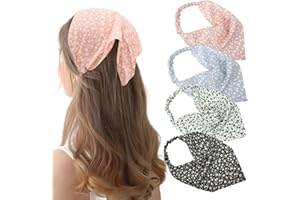Mtuihfo 4PCS Bandana Headband, Floral Bandanas Headband Elastic Head Scarf Boho Headbands Chiffon Cute Headscarf for Women Girls Hair Accessory