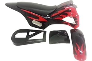 ORANGE IMPORTS FMD16 Red/Black Mini Dirt Bike Fairing Kit 5 Part Set with Seat