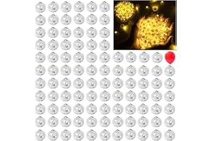 KIMUWOTE Luces LED para Globos, 100 Piezas Mini Luces LED Blanco Cálido, Luces de Globo Redondas para Linternas de Papel, Luces para Globos, Fiestas de Cumpleaños, Bodas, Halloween, Decoración Navideña