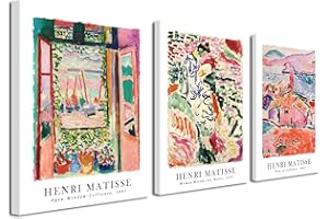 Wieco Art Leinwand-Kunst, 3-teilig, Henri Mattise, abstrakte bunte Matisse-Poster, Leinwanddrucke für Wand und Heimbüro-Dekorationen