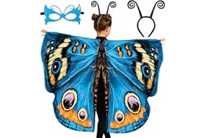 Tacobear Schmetterling Kostüm Kinder Mädchen Schmetterlingsflügel mit Maske Haarreif Schmetterling Umhang Flügel Halloween Kostüm Karneval Fasching Weihnachten Cosplay