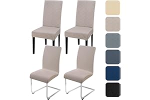 ‎ALISHOMTLL Alishomtll Stretch Stuhlhussen 4er Set Universal Stuhlbezug für Schwingstühle Jacquard Esszimmerstühle Bezug Waschbar Abnehmbar Stühle Schutz für Küche Bankett Hochzeit Party (Khaki, 4pcs)