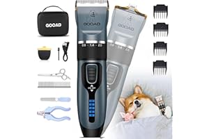 Gooad Dog Clippers Grooming Kit and Paw Trimmer,Cordless,Low Noise, Electric Quiet,Rechargeable, Dog Trimmer Grooming, Pet Hair Clippers for Thick Coats,Shaver for Small and Large Dogs Cats(Blue)