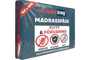 WRAPPYBAG – Ogenomskinligt Plastskydd för Madrasser – 5 Storlekar Tillgängliga – Vattentät och Rivtålig Förvaringspåse – för Flytt, Lagring och Transport
