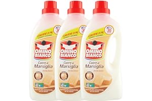 Omino Bianco - Detersivo Lavatrice Liquido, 90 Lavaggi, Rispetta Colori e Tessuti, Fresco Profumo con Essenza Cuore di Marsiglia, 1500 ml x 3 Confezioni