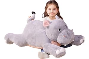 IKASA Ippopotamo Peluche Gigante Giocattolo Morbido - Animali di Peluche Grande Giganti Enormi Teneri Jumbo Enorme Morbidosi Bellissimi Animale Grasso - Regali per Bambini Ragazze (78cm, Grigio)