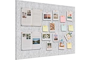 EUBSWA Tablica do przypinania, duża, samoprzylepna, 90 x 120 cm - 12 sztuk dekoracyjnych tablic do przypinania z filcu, 30 x 30 cm, tablica do notatek, dekoracja ścienna, składana tablica fotograficzna