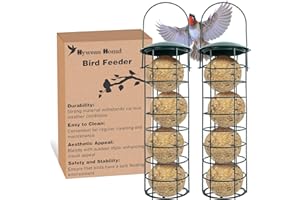 HYWEAN HOMD 2 Stück Meisenknödelhalter zum Aufhängen, Futterstationen für Wildvögel, Vogelfutterspender Aus Metall Für Titten, Spatzen Und Verschiedene Wildvögel, Grün Gitterdesign