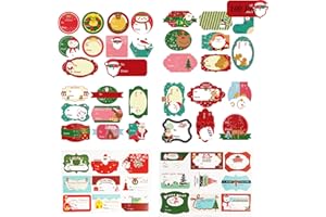 MTAAJIN Weihnachtsgeschenketiketten Weihnachten Selbstklebende Geschenketiketten Weihnachts Etiketten Namensschild Weihnachten Namensaufkleber für Geschenktüten Umschläge (6 Muster) (100 Stück)