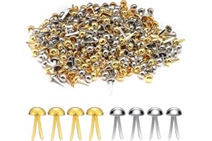 HJIAMA Fermacampioni Piccoli, 300 Pezzi Metallo Fissaggio in Carta, 8 mm Tondi Fermacampioni Scrapbooking, Oro e Argento Clip a Testa Tonda, per Fissare Carte, Biglietti, Decorazioni