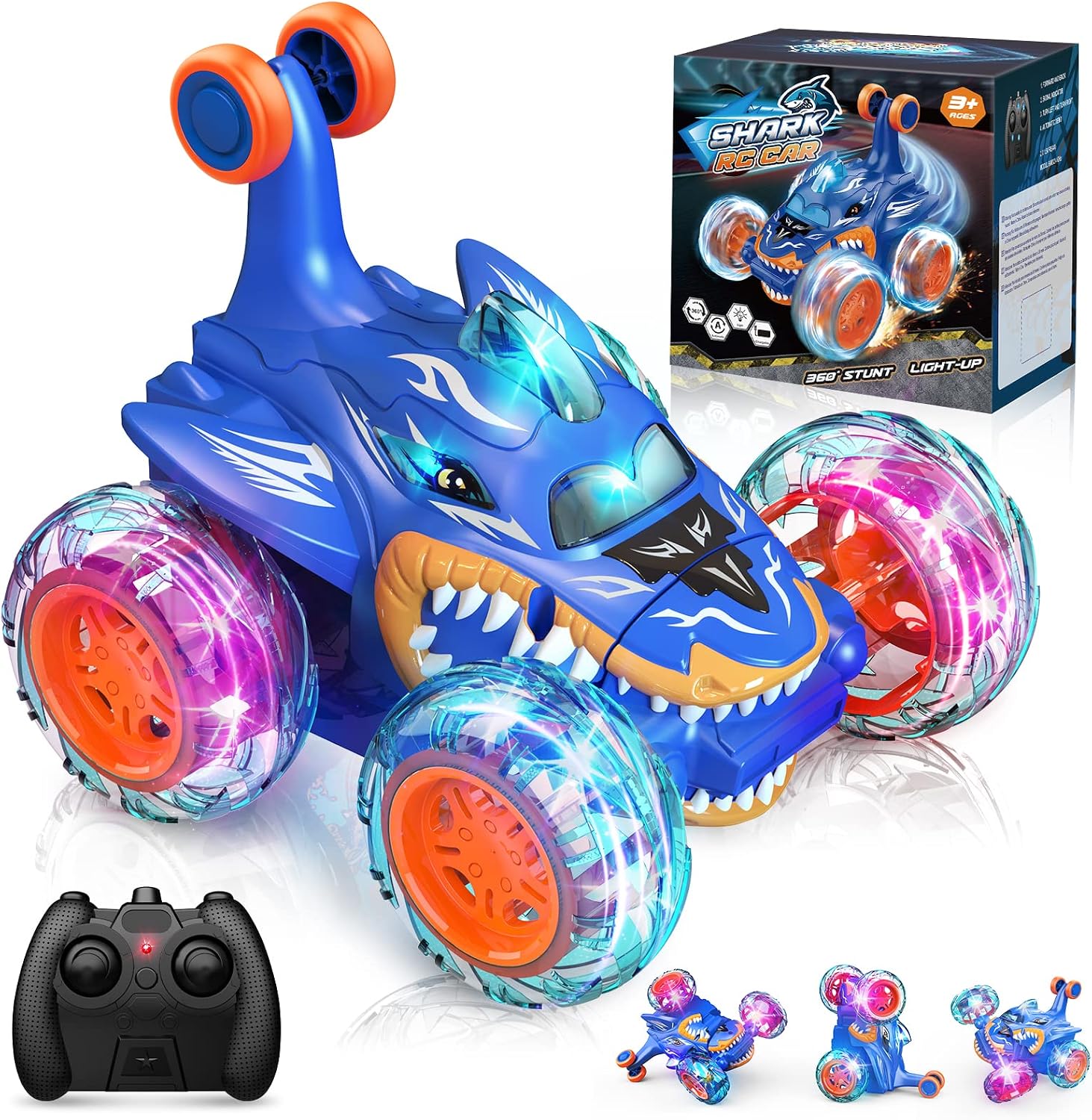 Dislocati Coche Teledirigido, 2.4GHz 4WD LED Coche RC Monster Truck, Juguetes & Regalos para Niños (Azul)