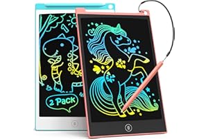 TECJOE LCD Schreibtafel 2 Pack, 8.5 Zoll Tablet für Kinder und Erwachsene, Löschbarer, Wiederverwendbarer Schreib-Zeichenblock, mit Abschließbar Löschen-Taste (Blau+Rosa)