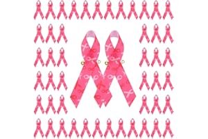 CRAFFANCY 100 PCS Pin's Octobre Rose, Épingles Broches Octobre Ruban Rose en Satin avec Motif Sensibilisation au Cancer du Sein avec Épingles à Nourrice, pour Décoration de Événement