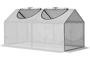 Outsunny Invernadero de Exterior 120x60x60 cm Invernadero de Jardín con 2 Ventanas Enrollables Cubierta de PE 140g/㎡ y Marco de Acero Impermeable Anti-UV para Cultivo de Plantas Verduras Translúcido