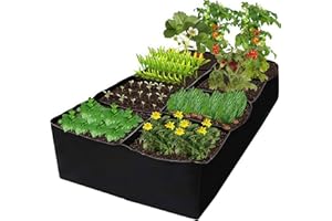 LONGZHUO Raised Garden Planter Fabric Bed, Plant Grow Bags with 8 Grids, Planting Bag Raised Planter for Growing Vegetables Flowers Herbs, Rectangle Planting Container for Outdoor Indoor (180 * 90 * 30cm)