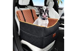 HEGGCOOE Fotelik samochodowy dla małego psa, pianka z pamięcią kształtu, z grubą poduszką, dla średnich psów poniżej 16 kg, zdejmowany, zmywalny, fotelik samochodowy dla zwierząt domowych, łóżko