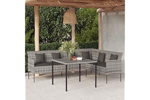 Festnight gartensofa l Form Ecksofa Lounge Gartenmöbel Ecklounge Ecksofa Balkon Lounge Klein Sitzgruppe Gartenmöbel Outdoor Sofa Garten Balkon Terrasse Outdoor-Sofa + Tisch