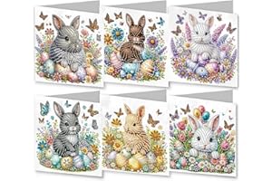 ‎CXINLKY CXINLky 5D DIY Diamond Art Painting Karten Ostern, 2025 Neuheiten Diamond Art Painting Karten, 6 Stuck Diamond Art Karten Geburtstag, Osternkarte Feiertags für Familie,Freunde-04-Ostereier