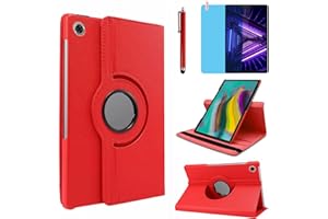 R.SHENGTE Custodia per Lenovo Tab M10 Plus 10.3 Inch 2020 (TB-X606F TB-X606X) - Rotazione di 360 gradi Custodia protettiva completa per supporto,Con Penna Stilo, Pellicola Per Schermo (Red)