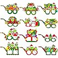 12pcs Paper Party Glasses for Kids Party Bag Fillers,Fancy Dress Party Eyeglasses Photo Booth Props Glasses for Boys Girls Masquerade Halloween Christmas Party Decorations Costume Accessories Favor
