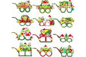COSORO 12pcs Paper Glasses for Kids Party Bag Fillers, Fancy Dress Eyeglasses for Boys & Girls, Masquerade, Halloween, Christmas Party Decorations, Costume Accessories