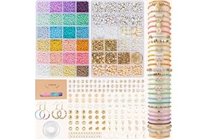 ARTREE 3mm Perles pour Bracelet, 6000+ Perles de Rocaille avec Perles Lettres, 24 Couleurs Kit Perles pour Bracelets la Fabrication de Boucles D'oreilles Colliers