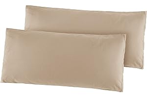 BaSaTex Doppelpack Baumwolle Renforcé Kissenbezug 40x80 cm | Kissenbezüge aus 100% Baumwolle | Kissenhüllen in Cappuccino Beige