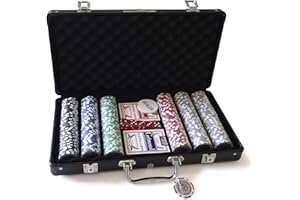 FOURNIER France Cartes 360325 Poker Case-300 Amerikanisch Grimaud Premium Pokerkoffer-300 Chips und 2 Kartenspiele, Schwarz, S