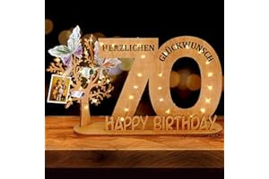 WAREHOUSE Originelle Geburtstag Geschenk Frauen & Männer - Geldgeschenke Geburtstag mit Holz Schild Gästebuch Geburtstag Deko Geburtstagszahlen Holz Schild Gäste (70)