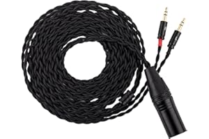 Linsoul Tripowin Nova przewód do słuchawek nausznych, 4-żyłowy srebrny foliowy kabel wzmacniający, 2m, podwójne złącze 3,5 mm do 4,4 mm/3,5 mm/XLR, dla audiofilów (XLR, czarny)