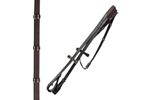 ExionPro Web Reins with Hand Stops and Martingale Stoppers - English Reins for Horse Bridles | Size Options: Full, Cob, Over, Pony | Color Options: Brown, Black, Oak Brown