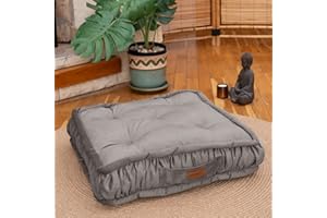‎DEKORIST Dekorist Bodenkissen, Cozy Sitzkissen Boden, Dekorative Boden Kissen Rund, Weich Dicker Stuhlkissen, Meditationskissen, Yogakissen, Katzen- und Hundebett, 56x56x12 cm, Hellgrau