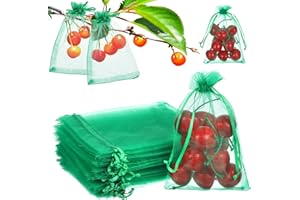 Ouligay Lot de 50 sacs de protection pour raisins - 15 x 10 cm - Vert - Avec cordon de serrage - Pour protéger contre les oiseaux, les guêpes, les mouches des fruits