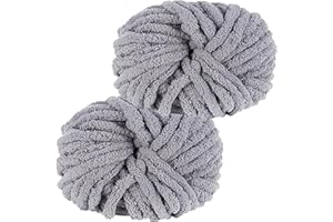 Hengrongshen Dicke Wolle 2 Stück 500g, Chunky Yarn für Armstricken, Häkeln von Decken, XXL Riesen Wolle zum Weben von Schals, Mützen, Haustier Nest - Grau