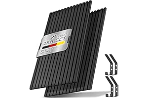 TRESKO® 2 Stück Akustikpaneele Holz 120×60 cm inkl. 4x Kleiderhaken | Wandverkleidung Eiche Schwarz als 3D Lamellenwand | Holzpaneele Paneele für Schallschutz | Akustik Wandpaneele mit Montageset
