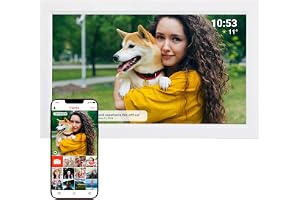 Denver Digital Fotoram WiFi Frameo 15,6 Tum Full HD, Vit | Stor digital fotoram, 15,6 tum Full HD, digital kalender, IPS-pekskärm, 16 GB
