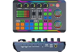FESOKLAF Carte son en direct, table de mixage audio avec 16 effets, mixeur DJ Bluetooth, table de mixage pour enregistrement, baladodiffusion, jeux et streaming