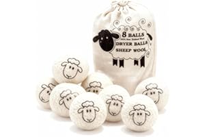KNJOMZIE 8 Bolas de Lana para Secadora – 100% Naturales, Reutilizables y Ecológicas – Suavizante Natural, Reduce Tiempo de Secado y Consumo Energético