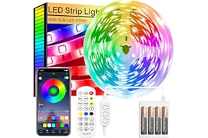 ‎FUPT FUPT LED Streifen Batterie,5 Meter 150 LED Klebe Streifen,Batteriebetrieben,Bluetooth Musik Sync Timer-Einstellung Dimmbar Farbwechsel Led Lichterkette Lichtband Leiste Band für Zimmer Partei deko