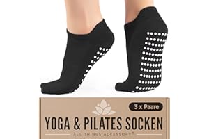 All Things Accessory Yoga Socken für Damen, 3 Parre rutschfeste Stoppersocken ABS Socken für Yoga, Pilates, Barre, Tanz, Ballett, Kampfsport, Trampolin, Fitness, Krankenhaus, Antirutschsocken, 37-42