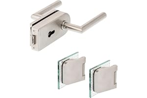 CK-TUERBESCHLAEGE Glastürbeschlag"D" Set PZ | V2A Edelstahl matt | inkl. Officebändern | metallische Innenmechanik | New Orleans