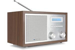 Blaupunkt Nostalgieradio RXD 180 DAB+ mit AUX IN und Bluetooth, UKW PLL Radio mit RDS, 5 Watt RMS, LC-Farbdisplay, Küchenradio mit einfacher Bedienung, mit Kopfhöreranschluss, Drehregler, Walnuss